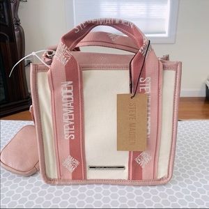 Steve Madden Tik-Tok viral BWEBBER Tote Canvas crossbody bag purse pink